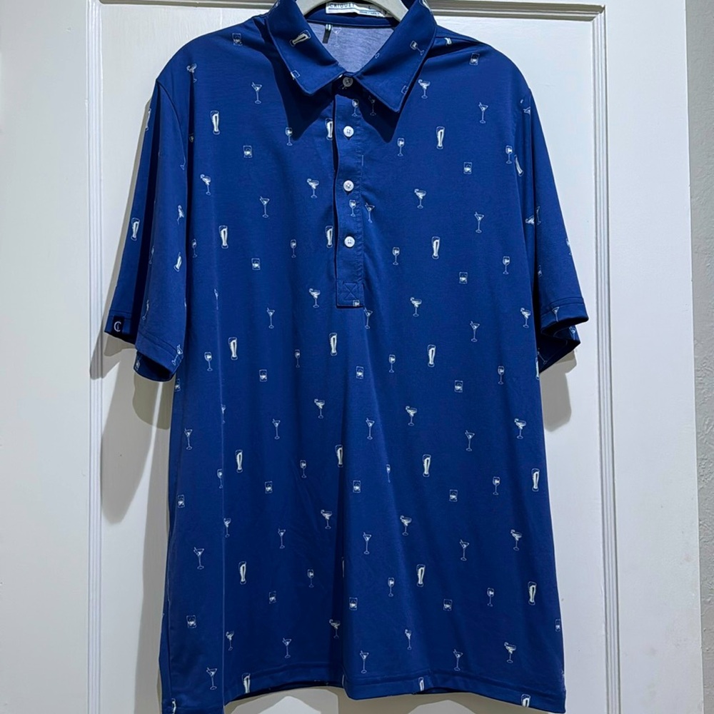 Criquet Shirt Men's L Navy Cocktail‎s Short Sleeve Polo
